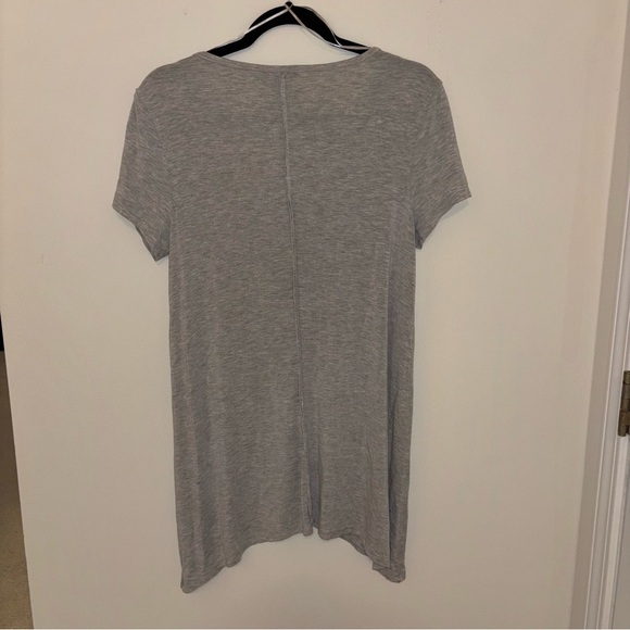 Long Grey T-Shirt with Neckline detail, Size Small - Picture 4 of 6